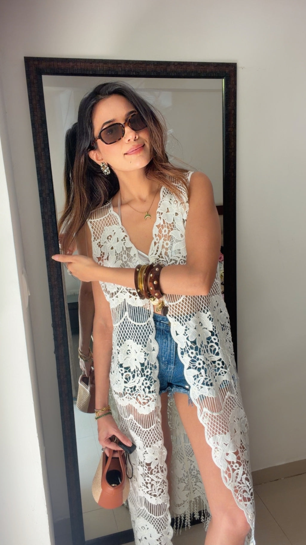 Riviera Mood Buttoned Crochet Layer Coverup