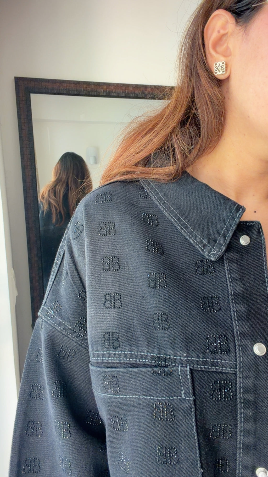 Embedded Black Washed Denim Jacket