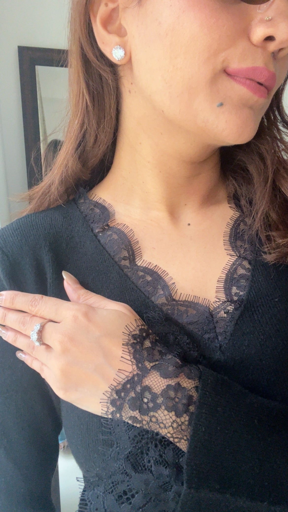 Ribbed Lace Detailed Fall Layered Top