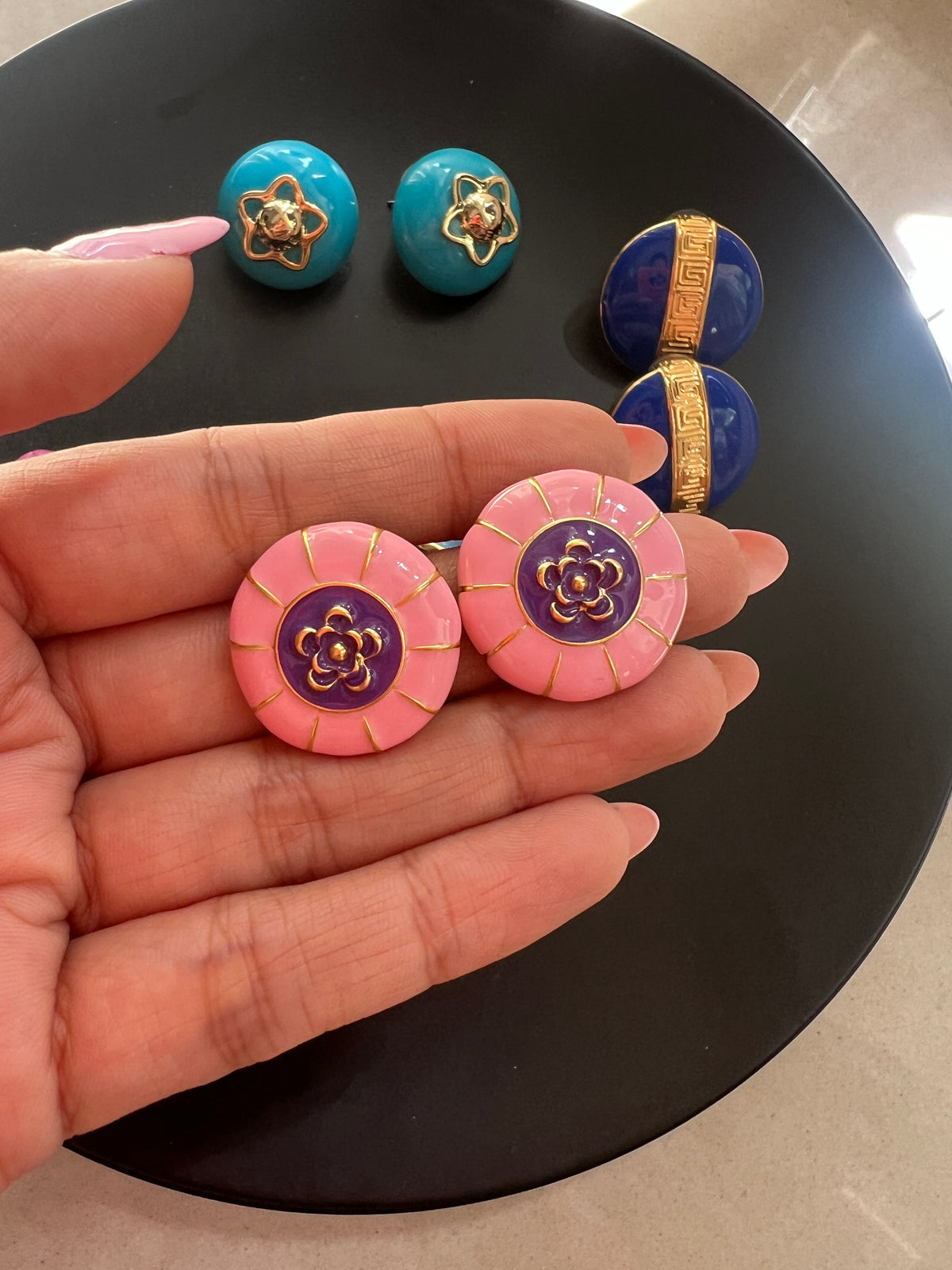 Pink Flower Earrings
