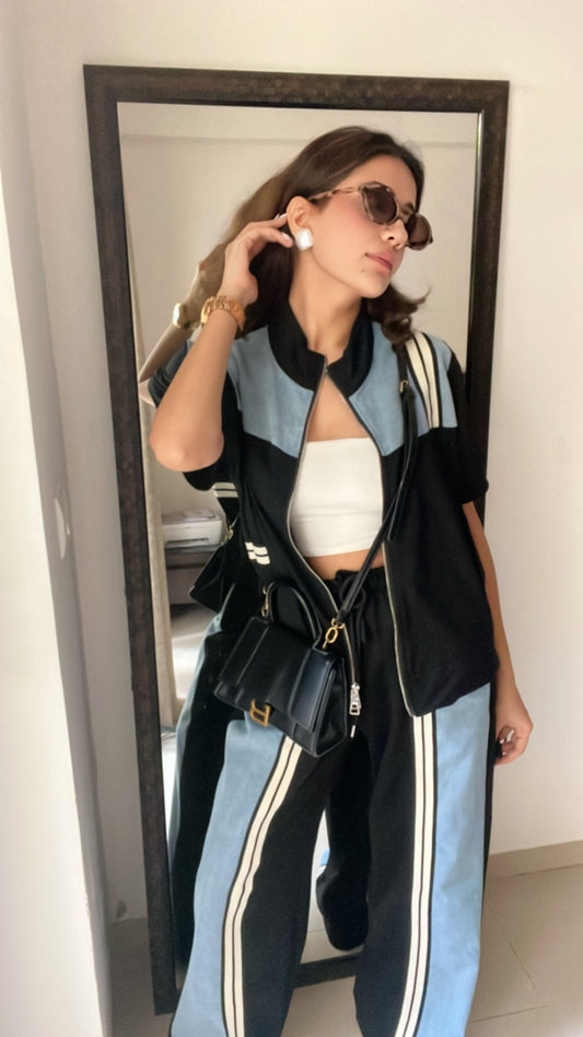 Denim contrast Chic Lounge Set