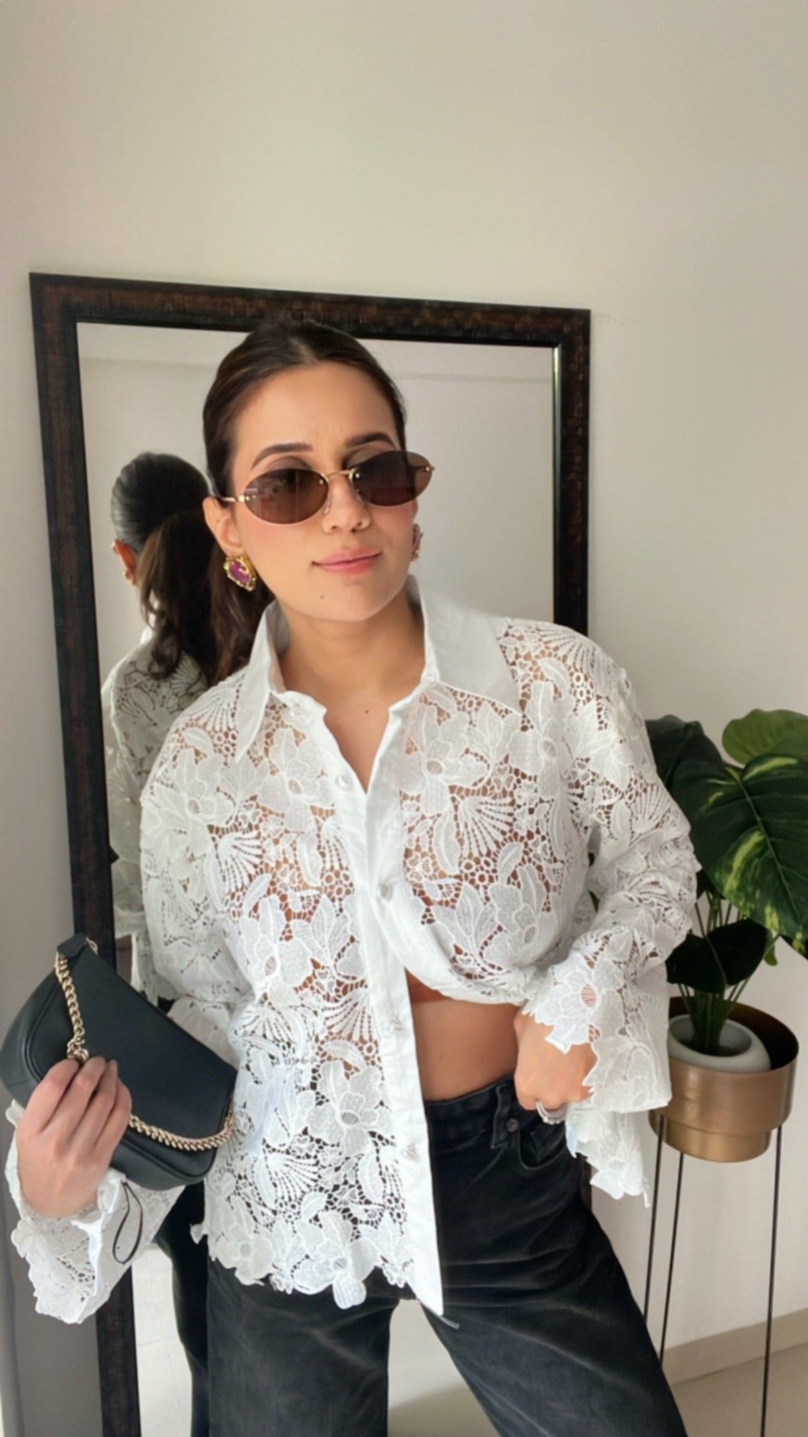Lace Pearl Buttoned Shirt