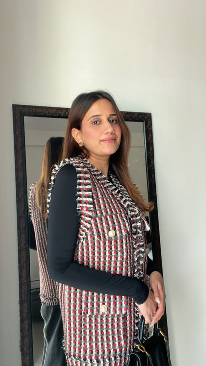 Red Tweed Fall Vest