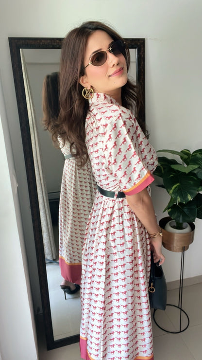 Horse Printed Vintage Dress