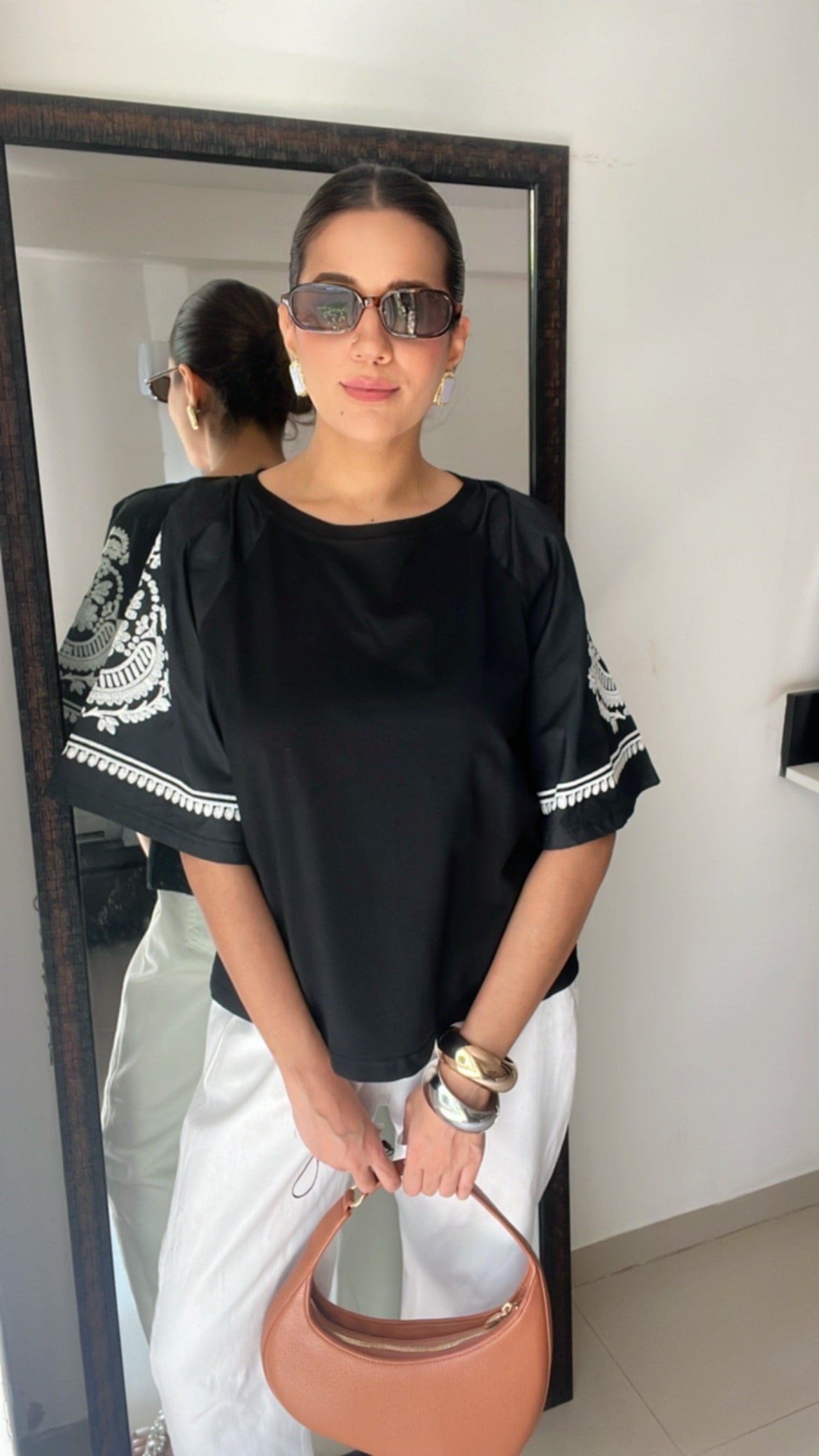 Embroidered Poplin Tee Top