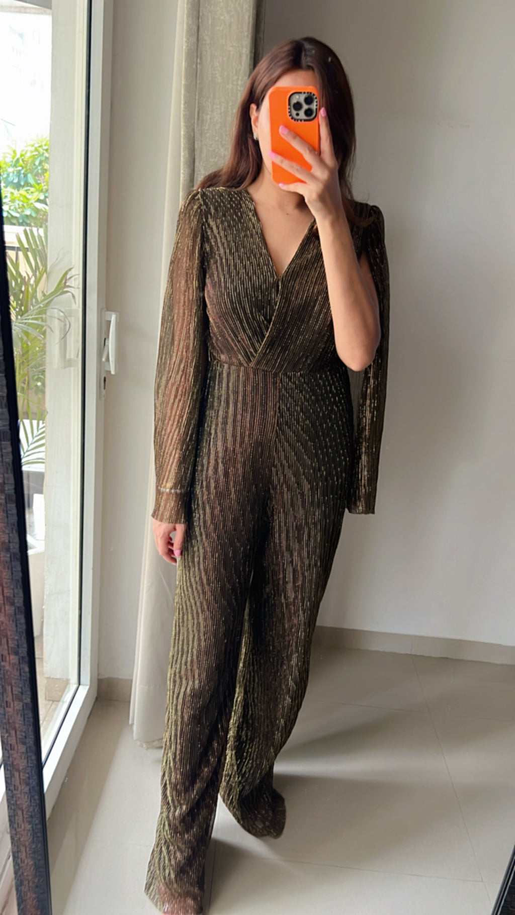 Cape Pleated Jumpsuit