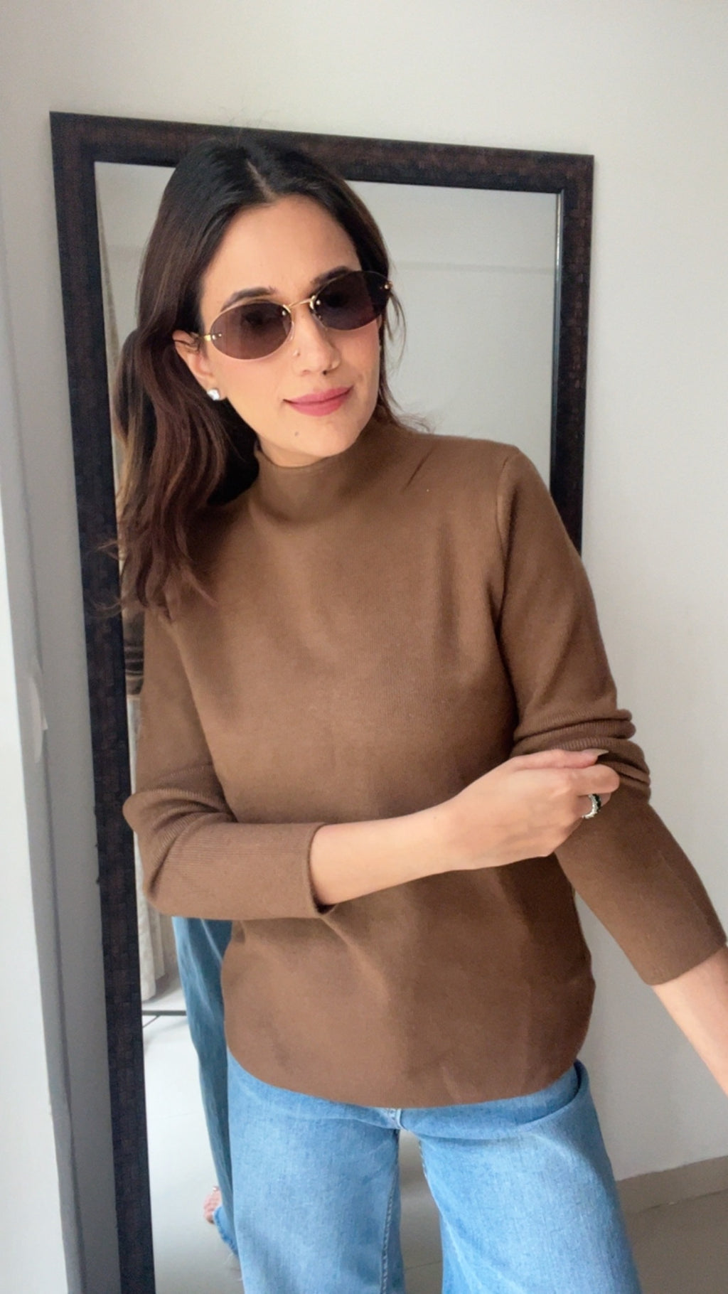 Knitted Cozy Polo Neck Layered Fall Top