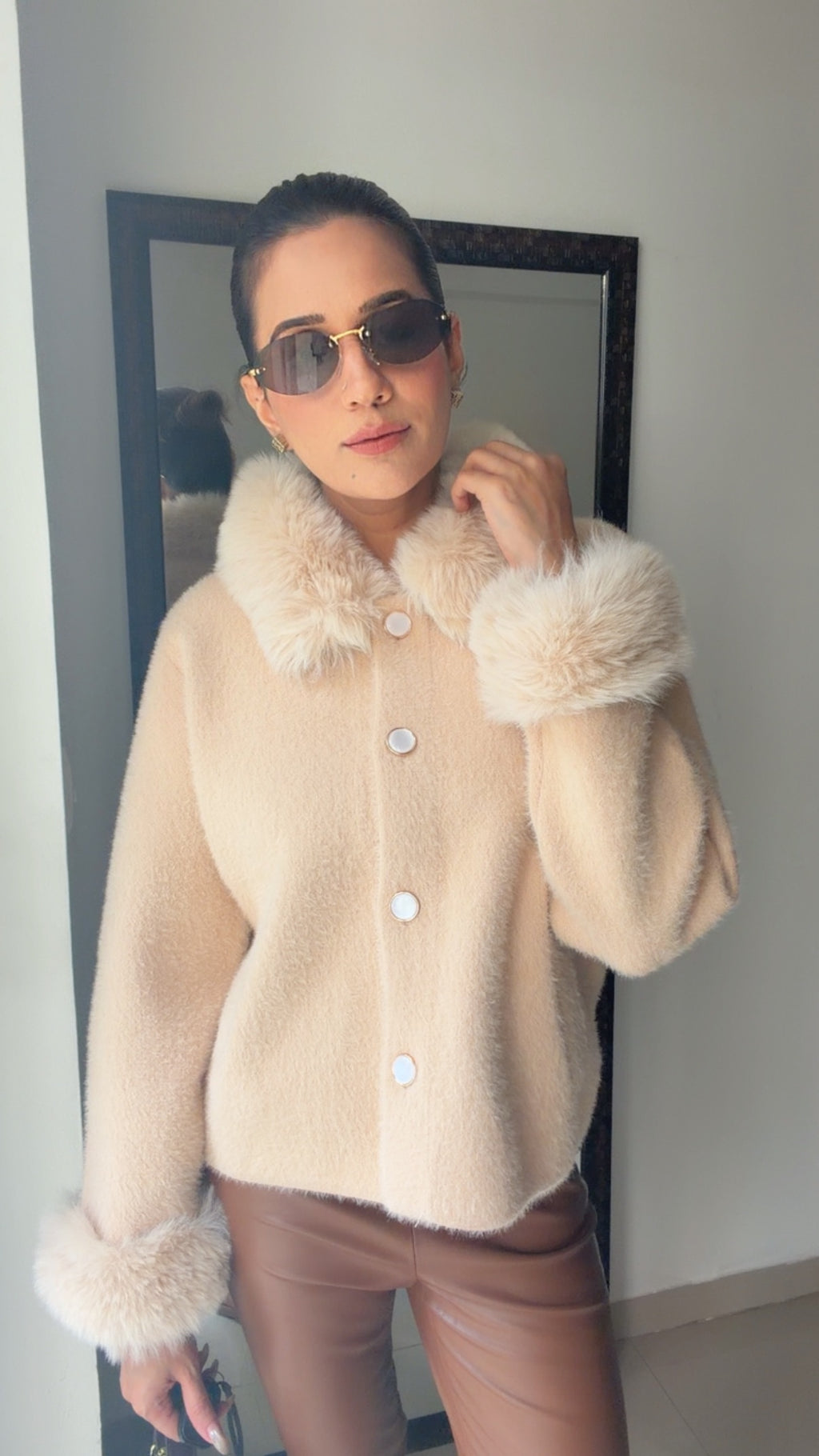 Midnight Luxe Fur-Trim Fall Jacket