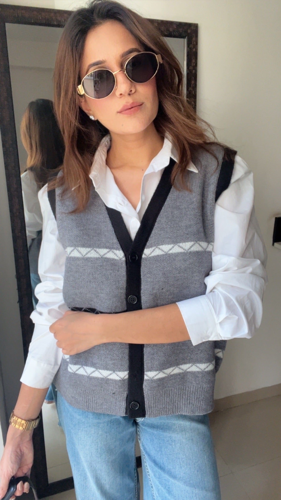 Buttoned Knit Fall Vest