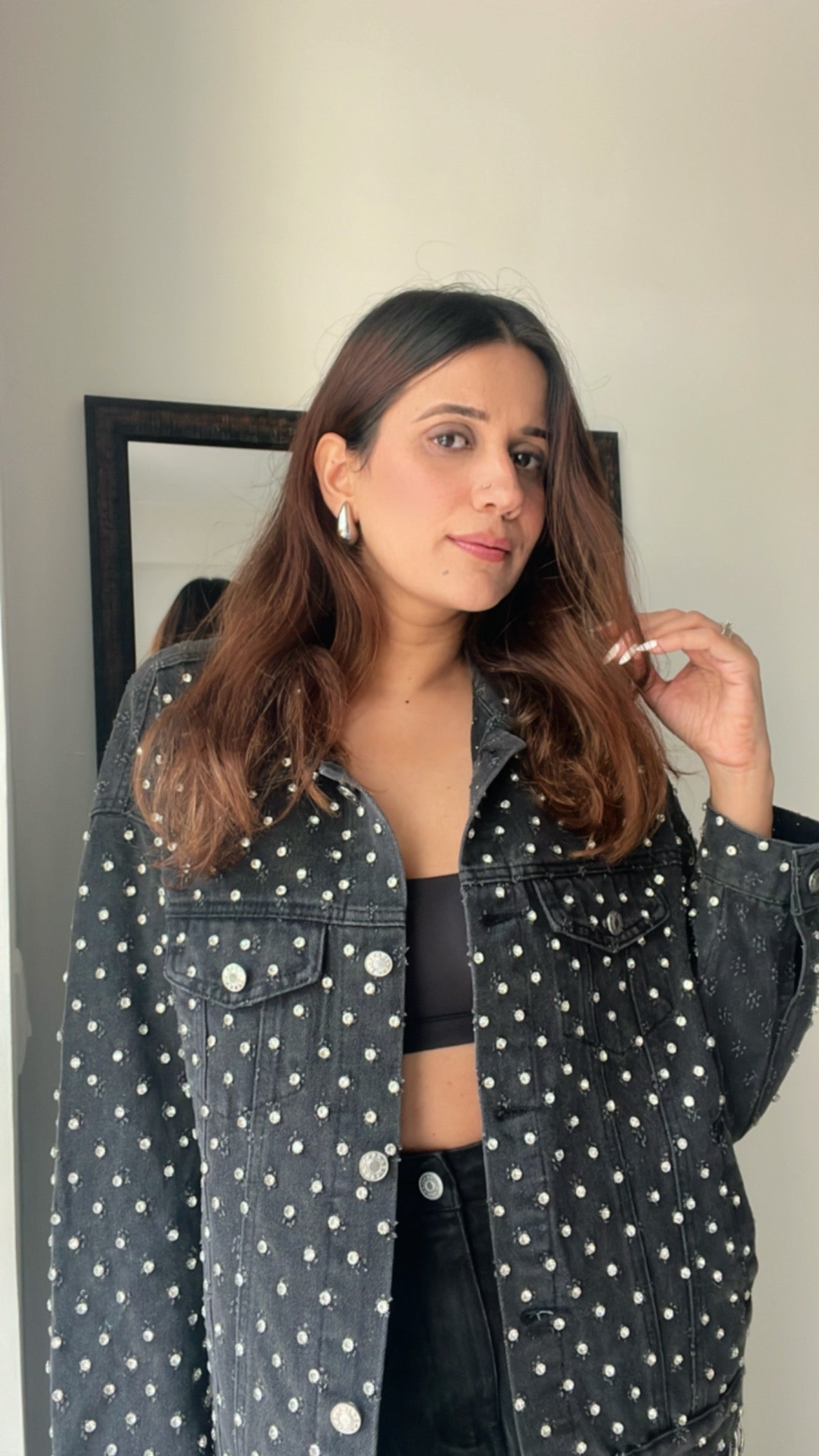 Studded Premium Denim Fall Jacket