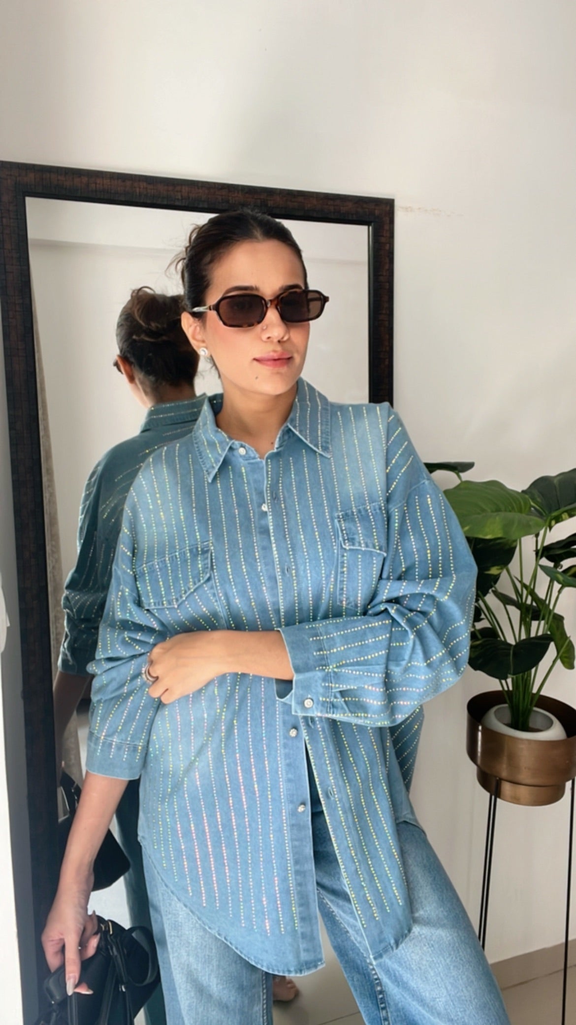 Swarovski Studded Denim shirt