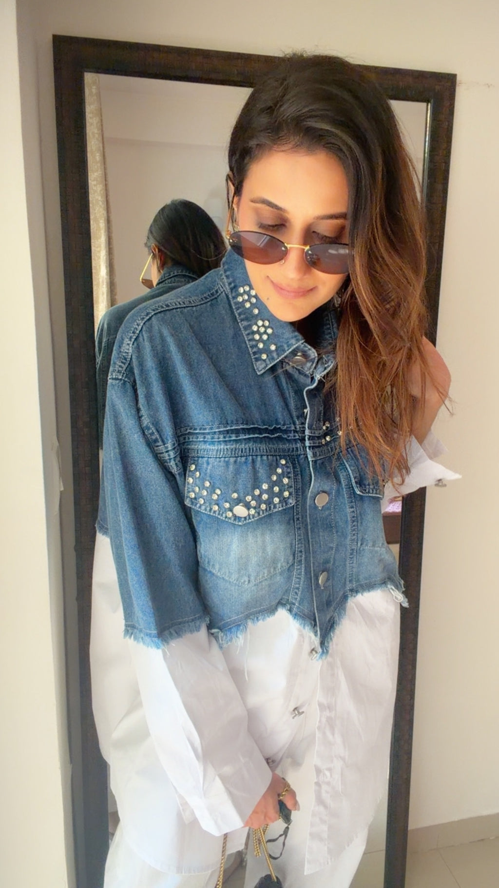 Studded Denim Poplin Shirt