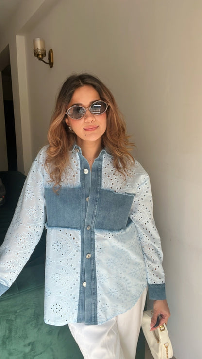 Denim Contrast Poplin Shirt