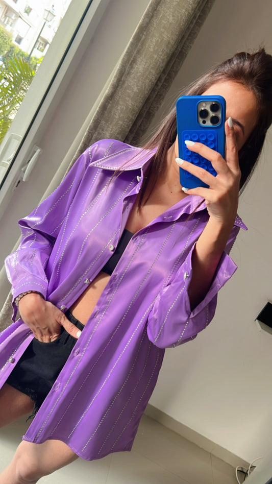 Glossy Swarowski Studded Shirt