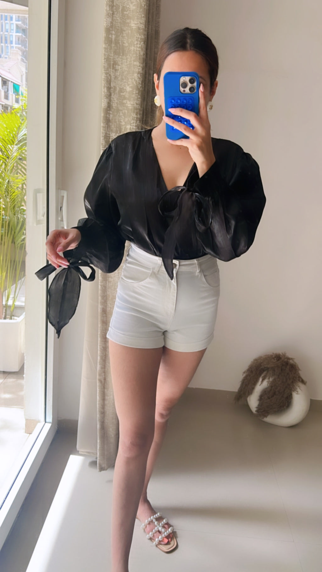 Glossy Knotted Bodysuit Top