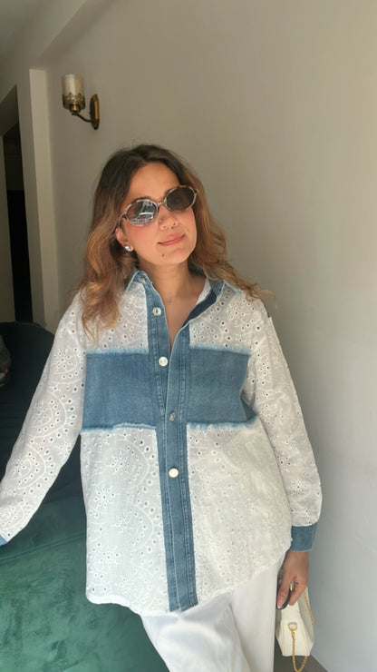 Denim Contrast Poplin Shirt