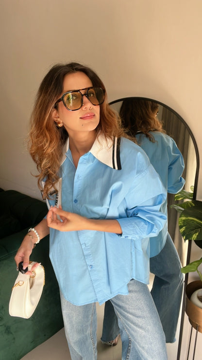 Heart Knit poplin Shirt