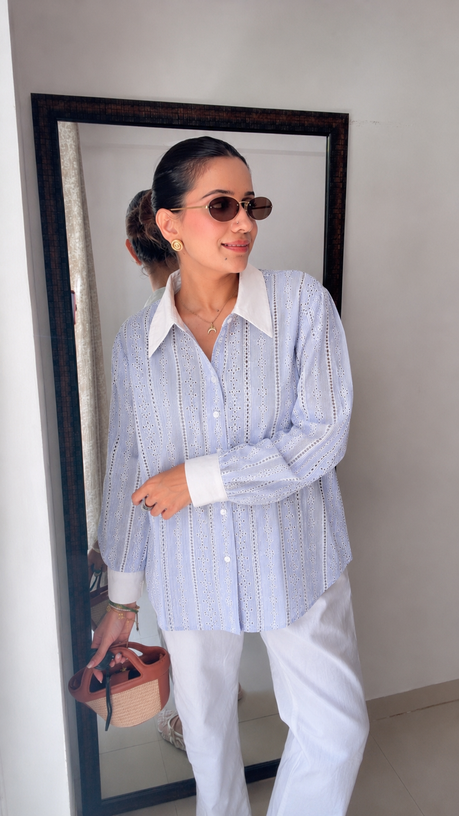 Cotton Schiffli Detail Shirt