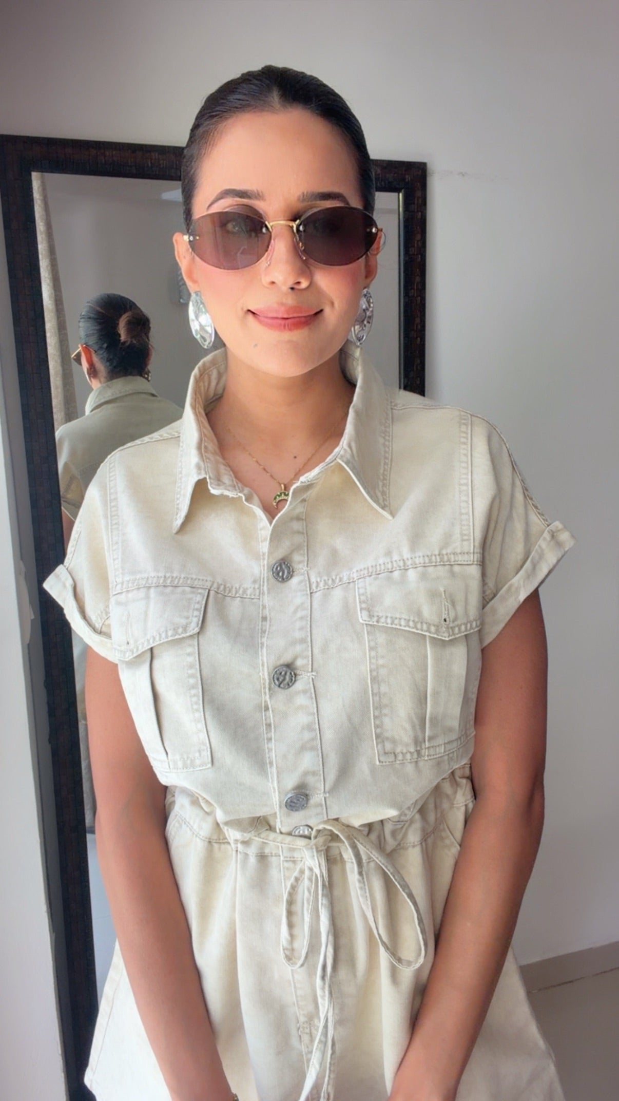 Sandstone Denim Tie-Up Dress
