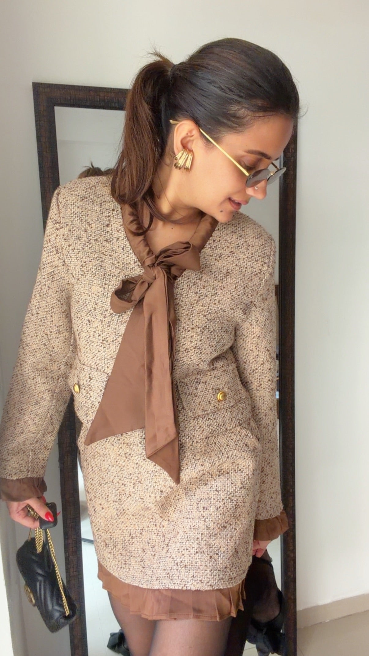 Bow knot Tweed Fall Co-ord Set