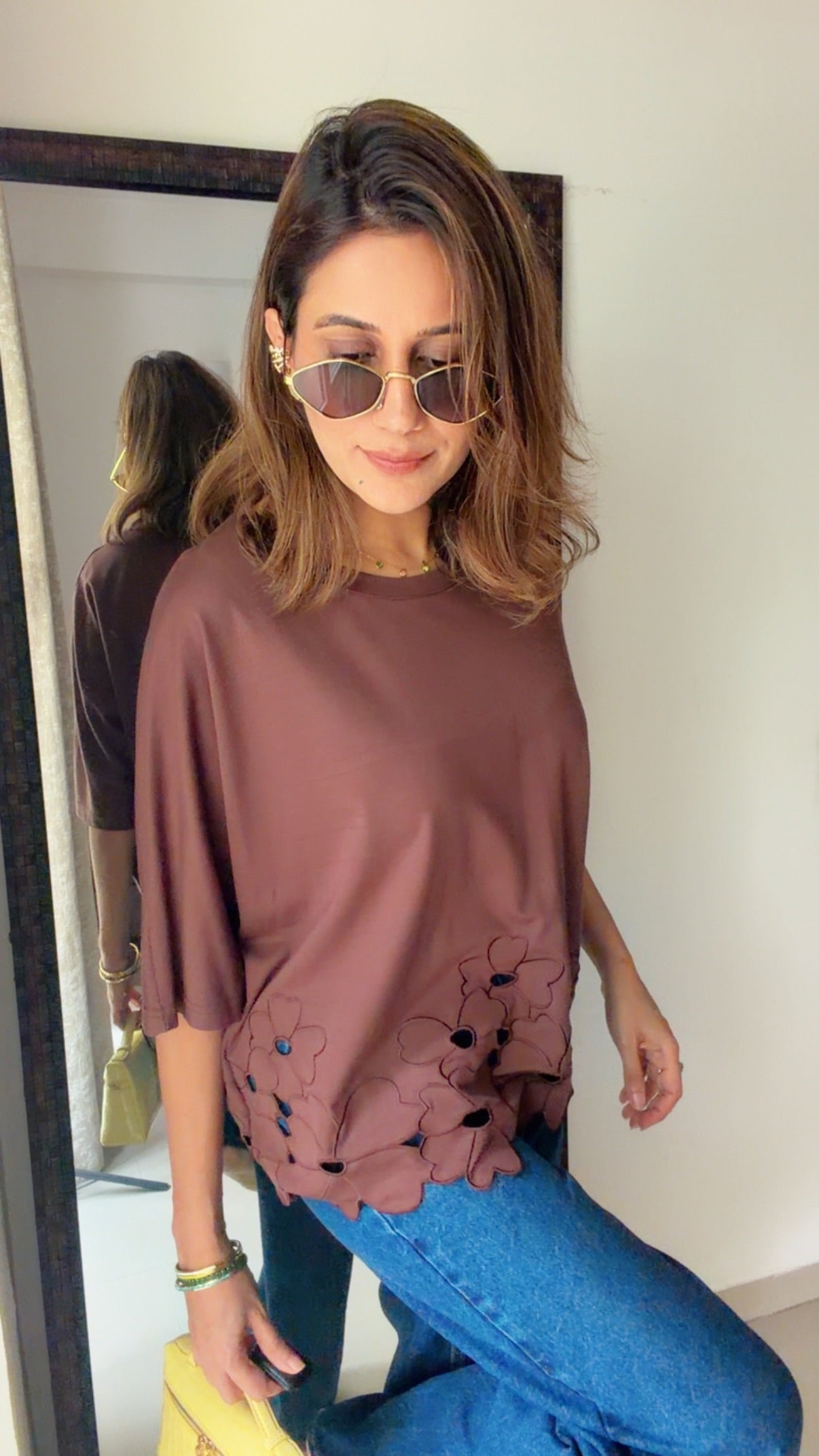 Floral Cutwork Hem Top