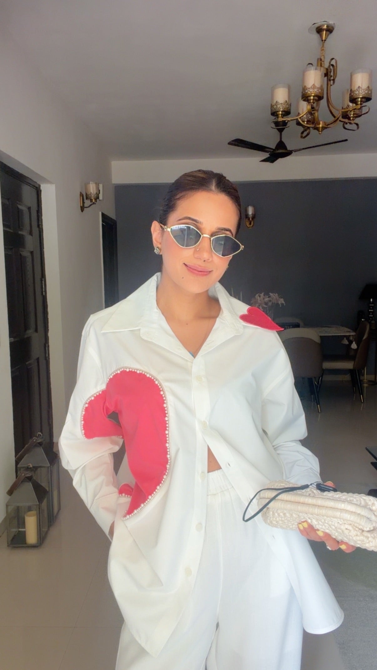 Pink Heart Pearl Poplin Shirt