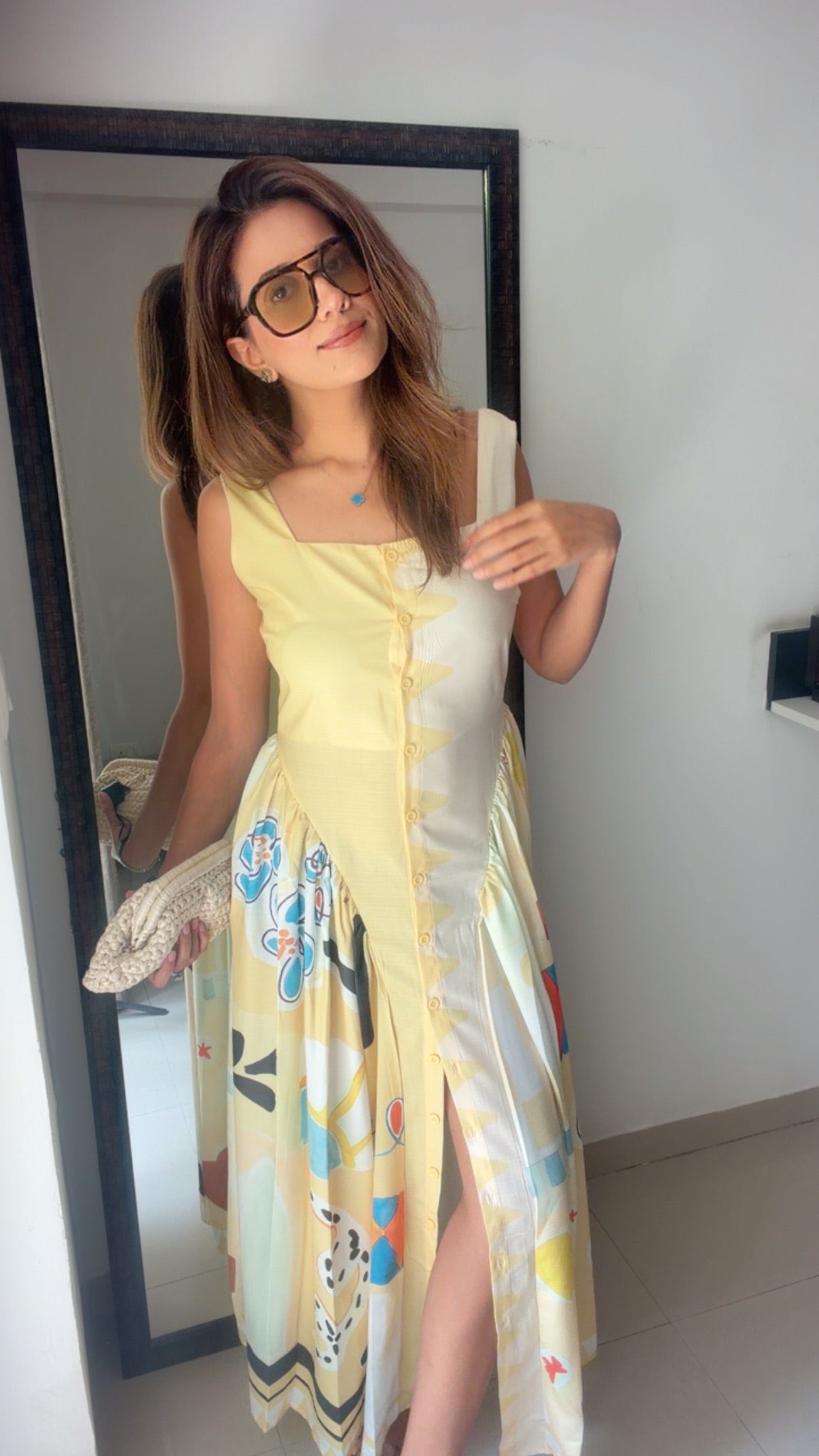Buttoned Side Pleated Dress