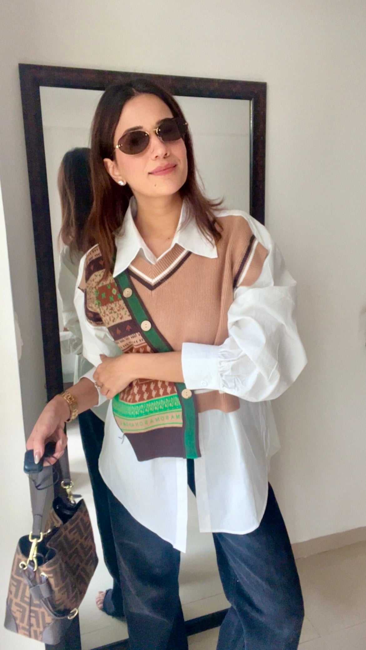 Knit Vest Poplin Fall Shirt