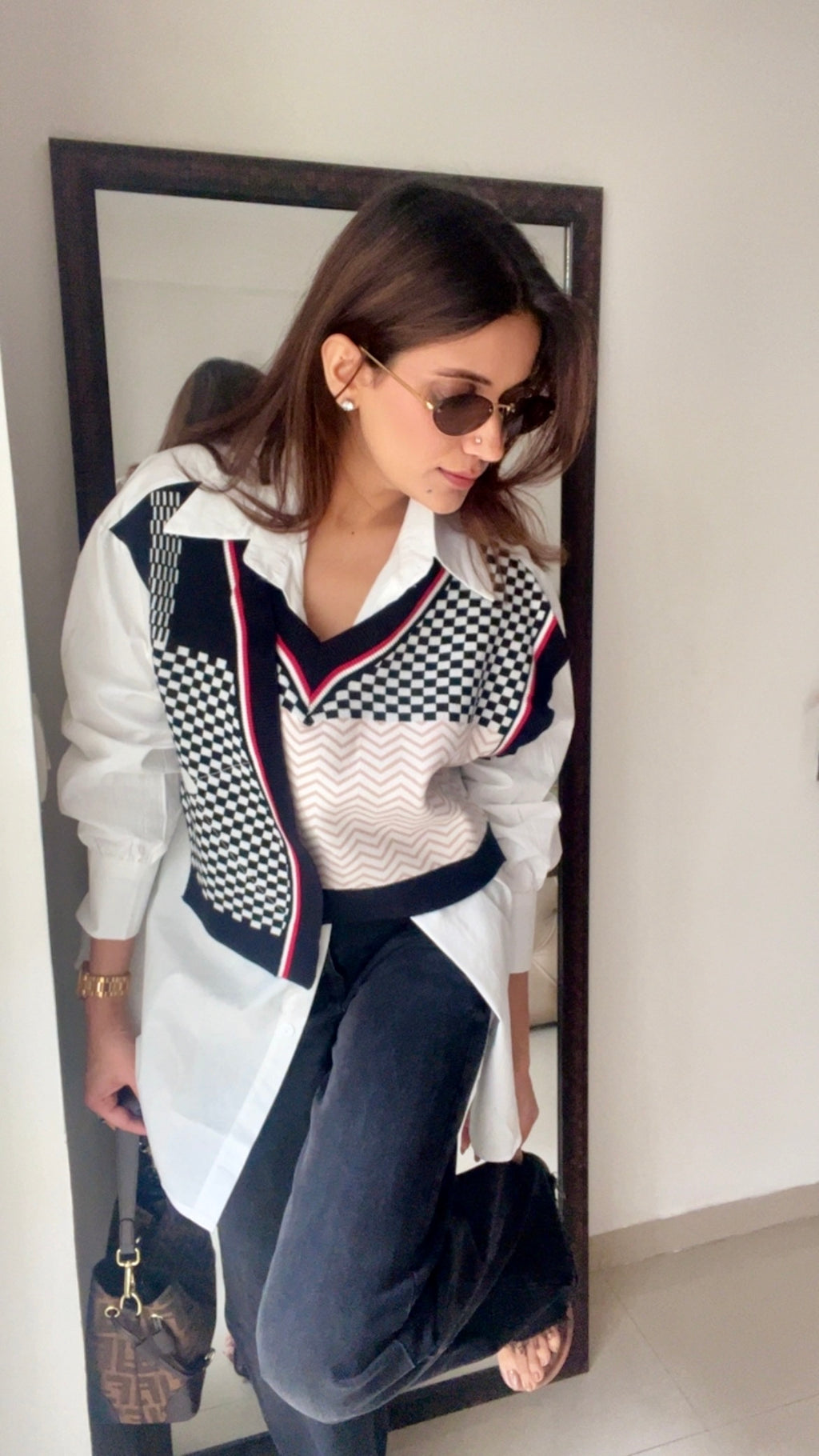 Knit Vest Poplin Fall Shirt