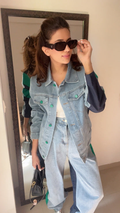 Denim Contrast Lounge Set