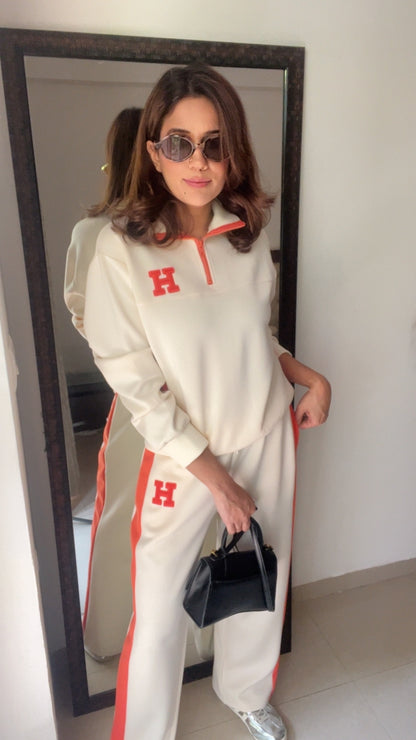 Orange Stripe Relaxed Lounge Set