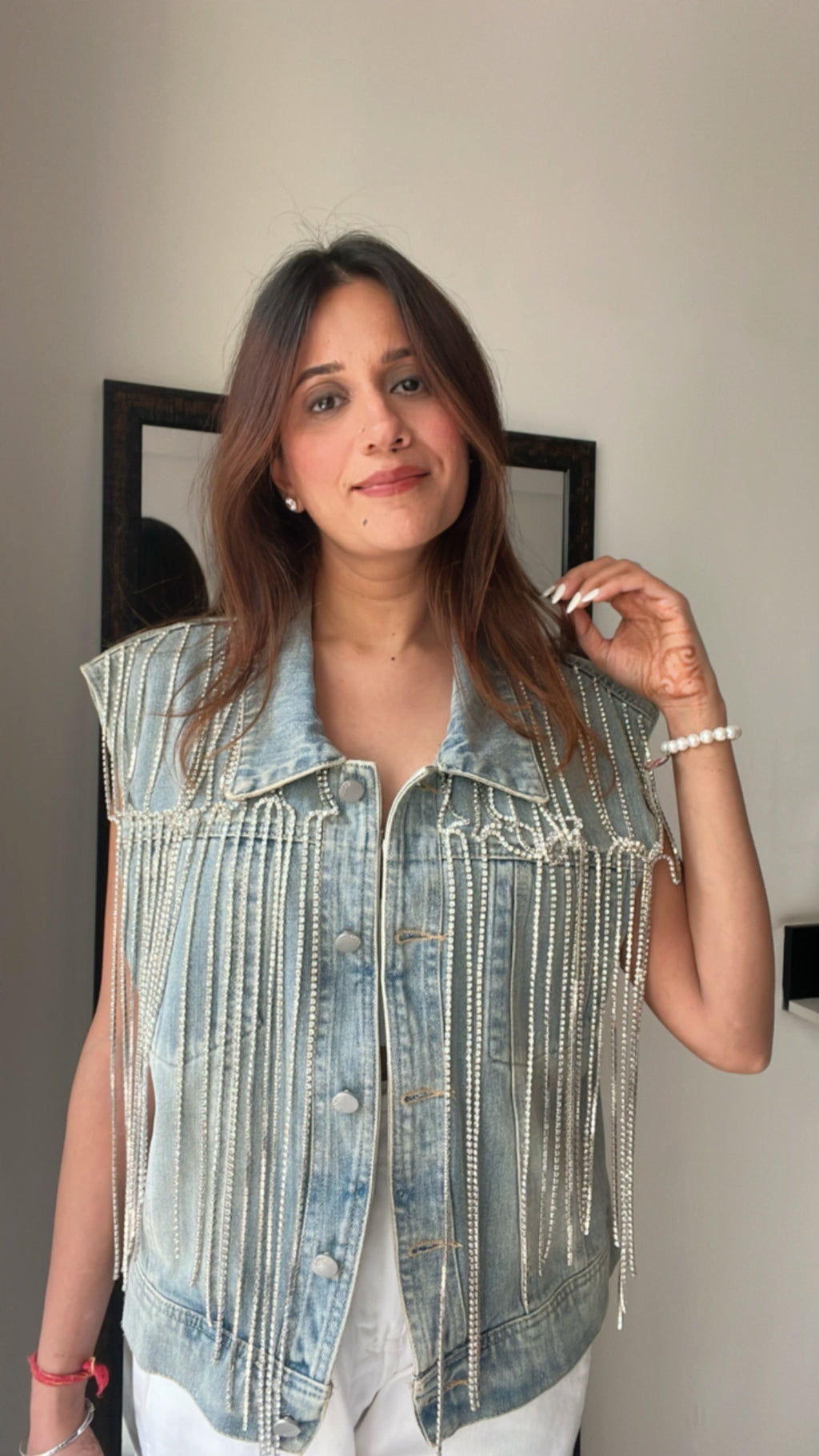 Denim Fringe Tasseled Fall Vest