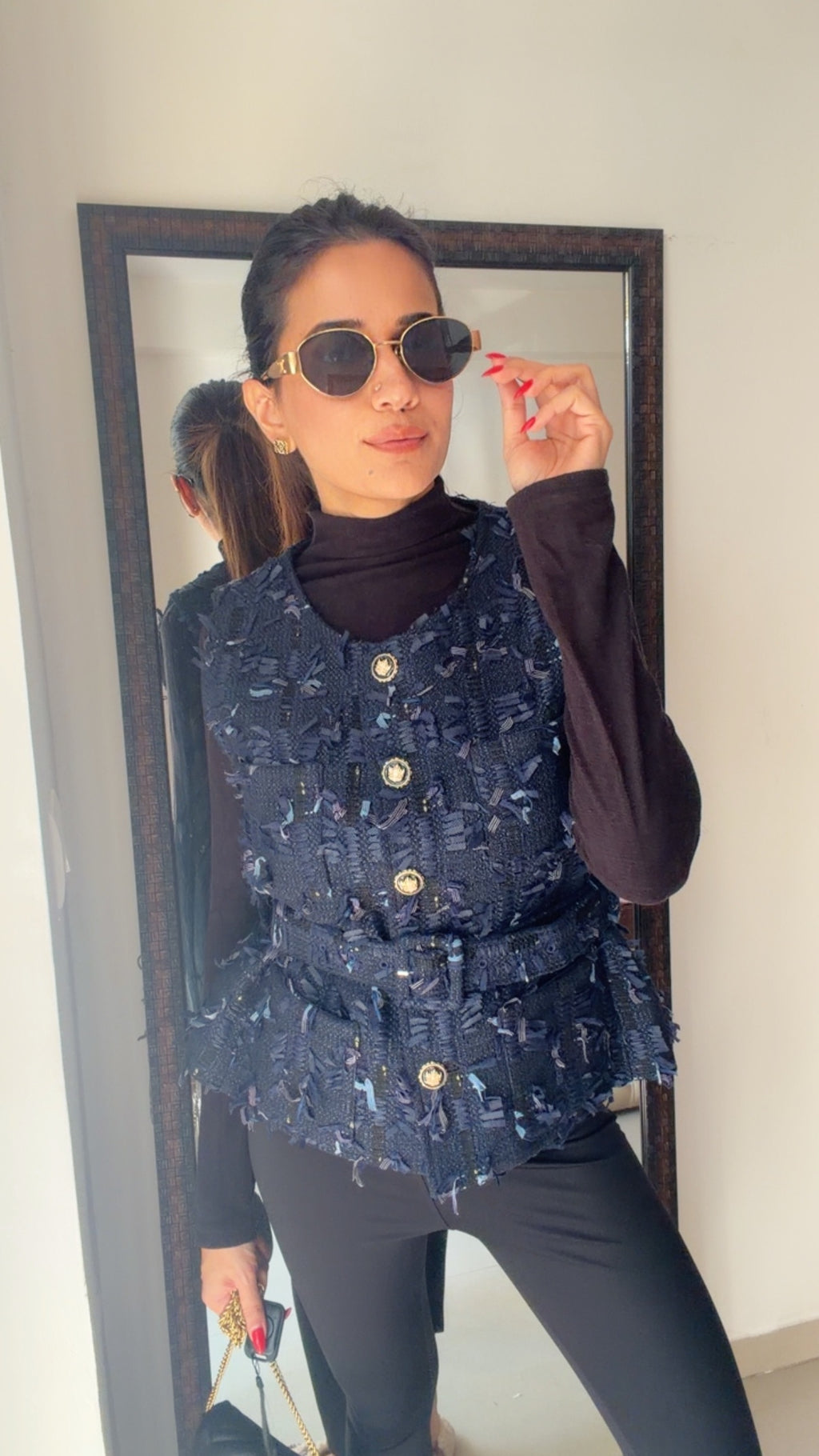 Tweed Fall Vest with belt