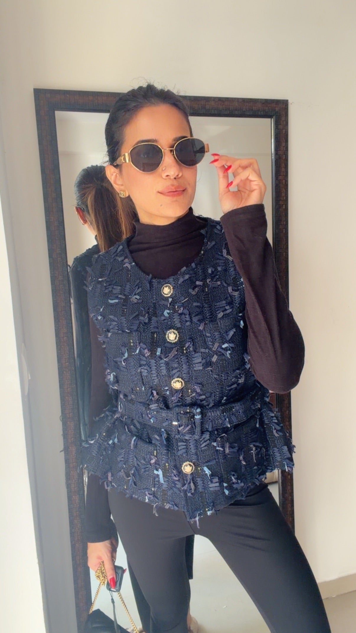 Tweed Fall Vest with belt