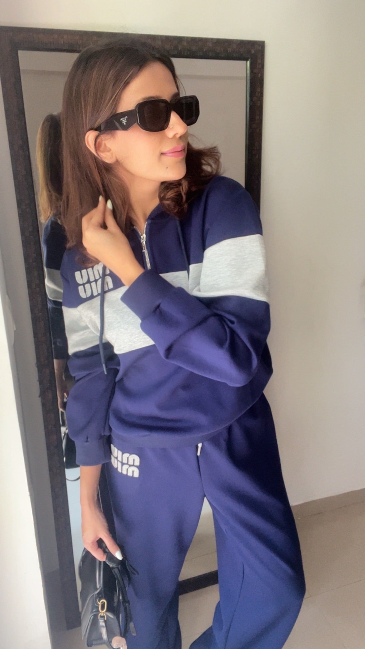 Color Contrast Hoodie Lounge Set
