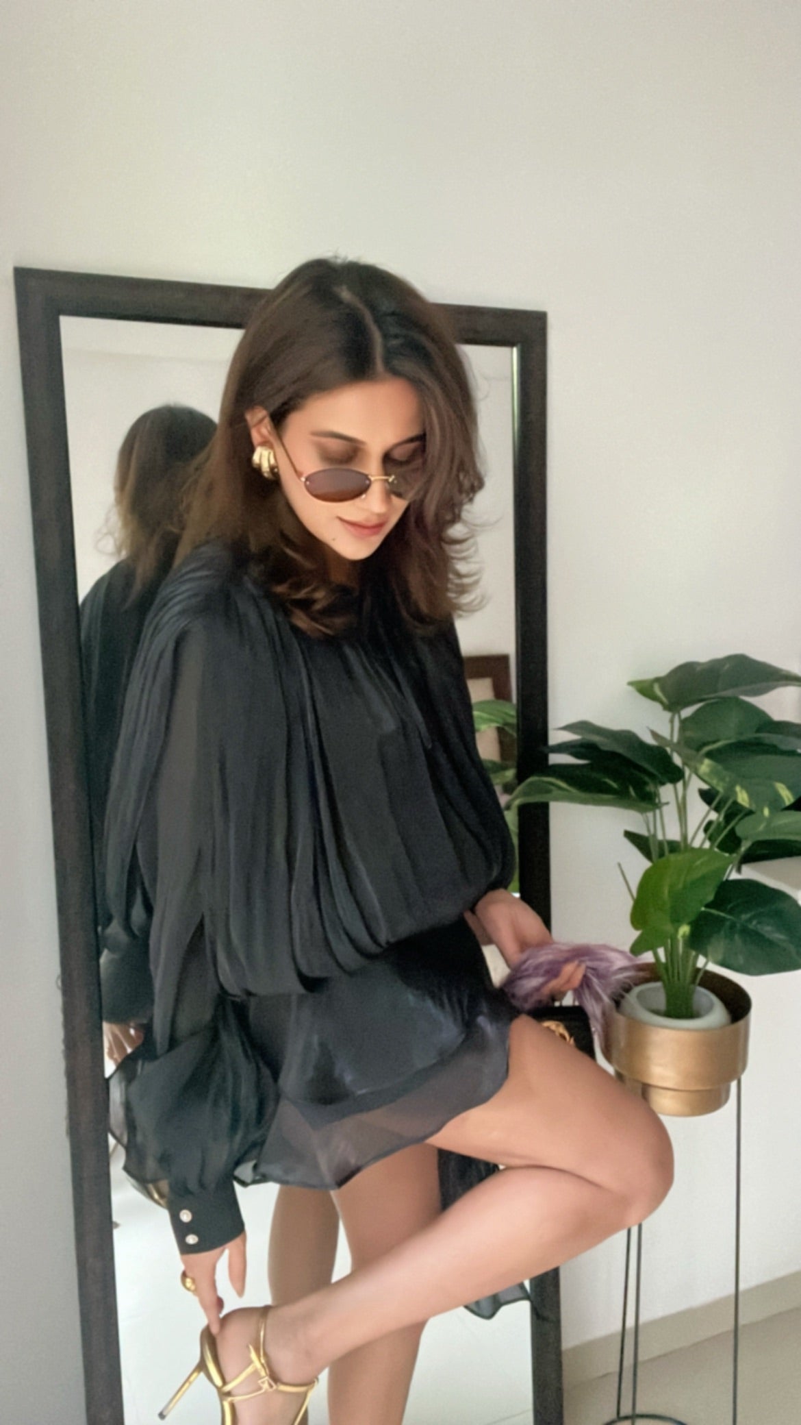 Draped High Sheen Dress