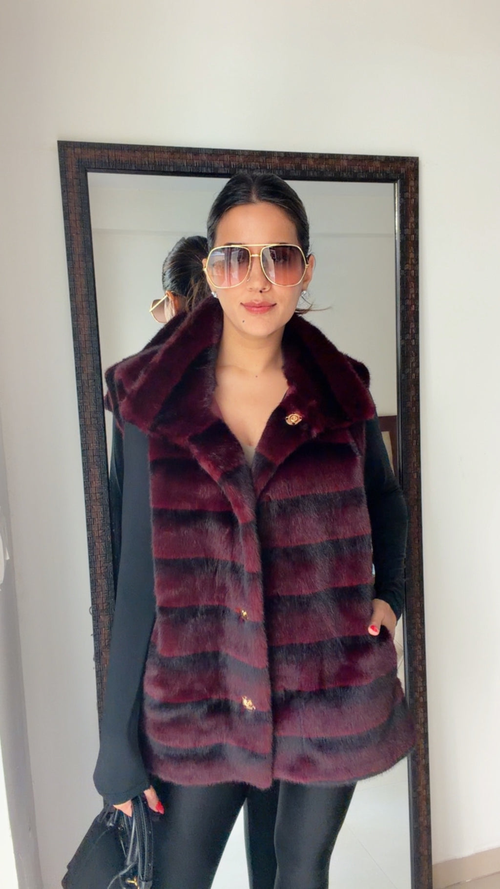 Striped Faux Fur Fall Gilet (Vest)