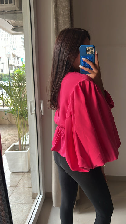 Voluminous Sleeves Buttoned Top
