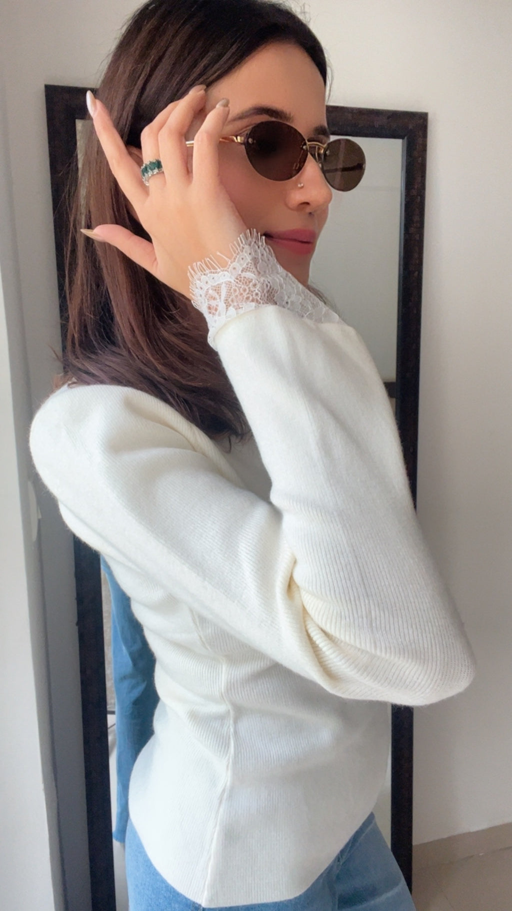 Ribbed Lace Detailed Fall Layered Top