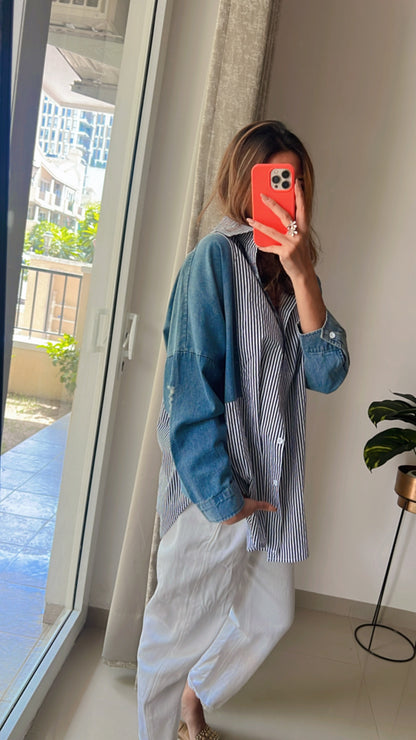Denim Patch Poplin Shirt