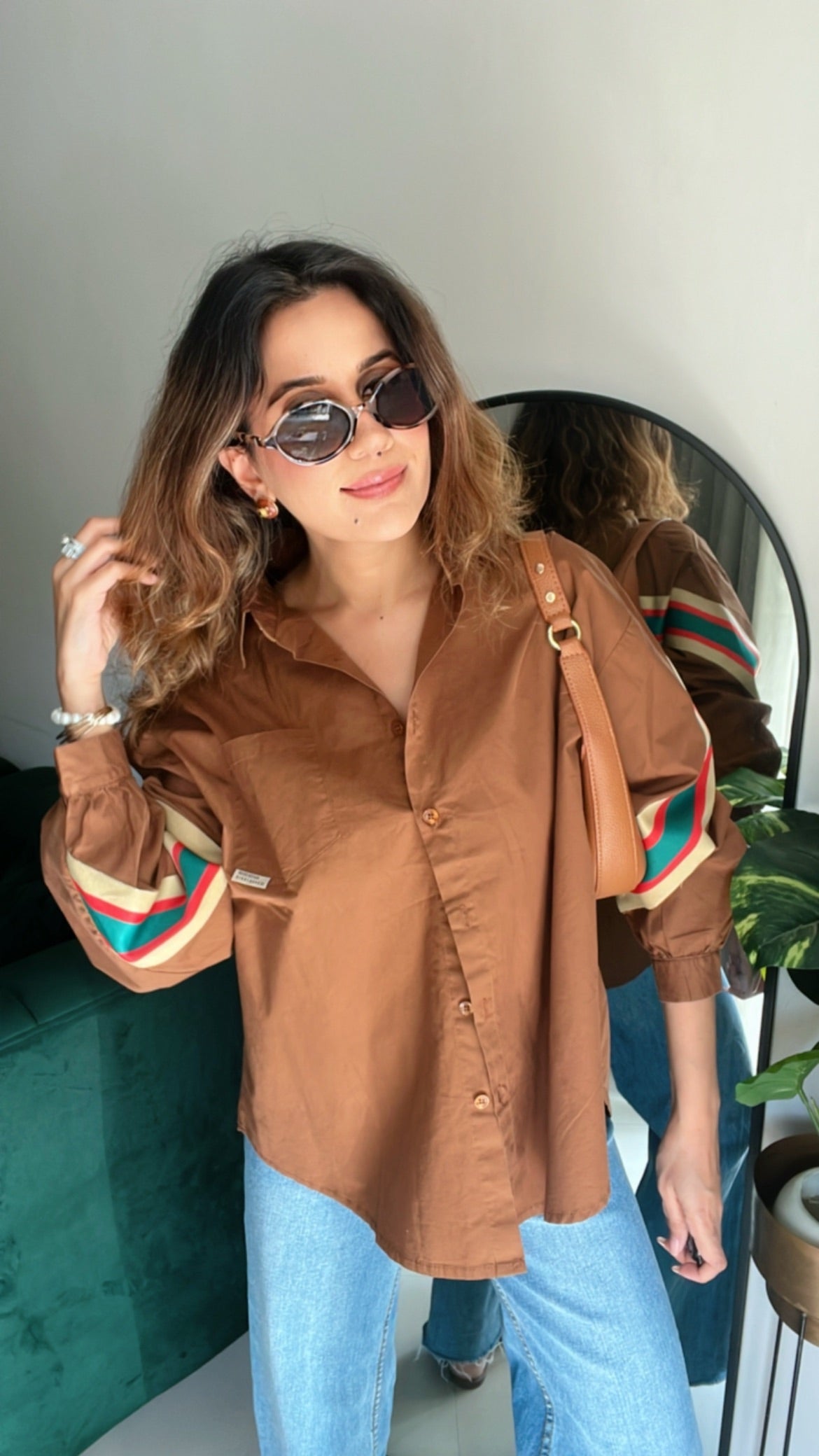 Stripe detailed Poplin Shirt