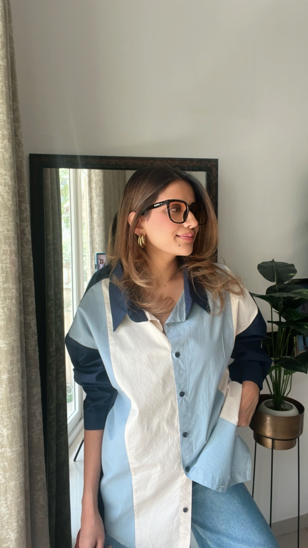 Colorblock Poplin Shirt