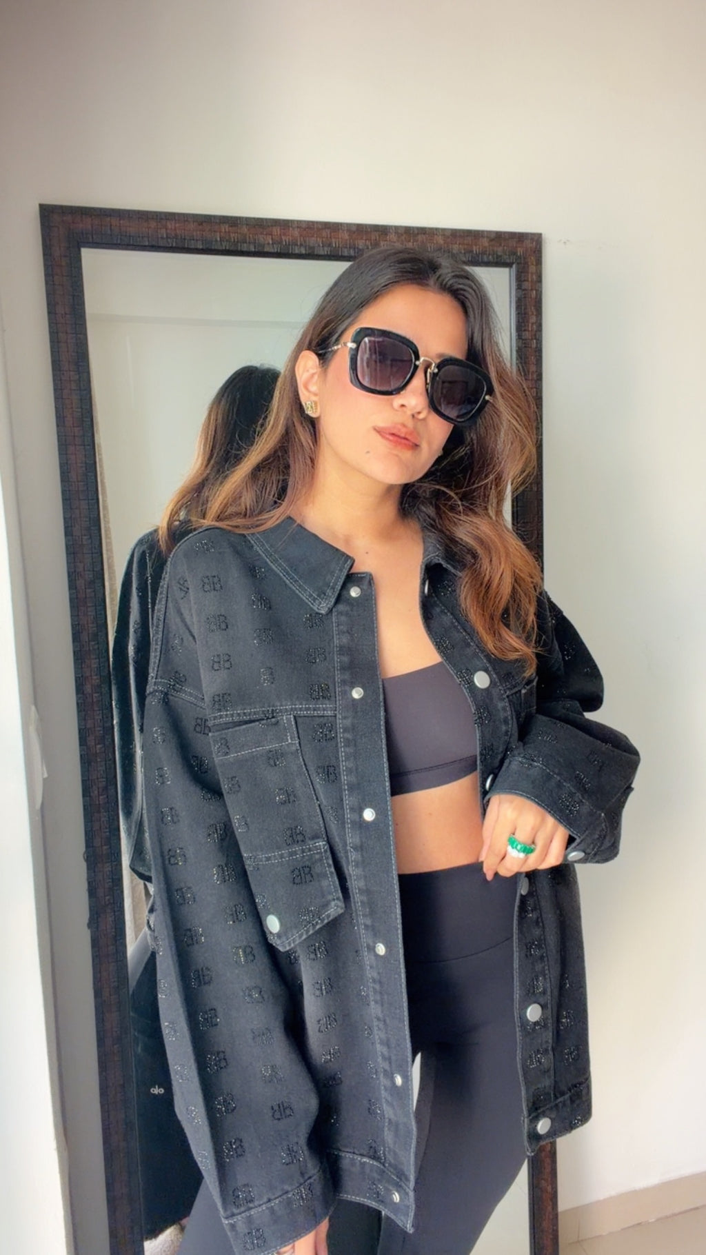 Embedded Black Washed Denim Jacket