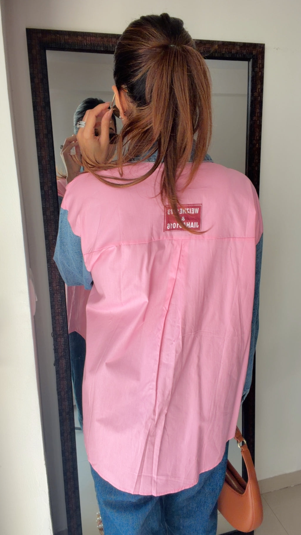 Denim Sleeves Poplin Shirt