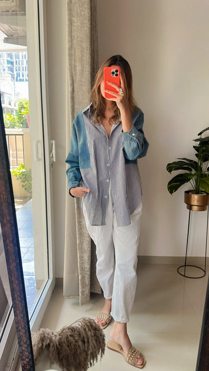 Denim Patch Poplin Shirt