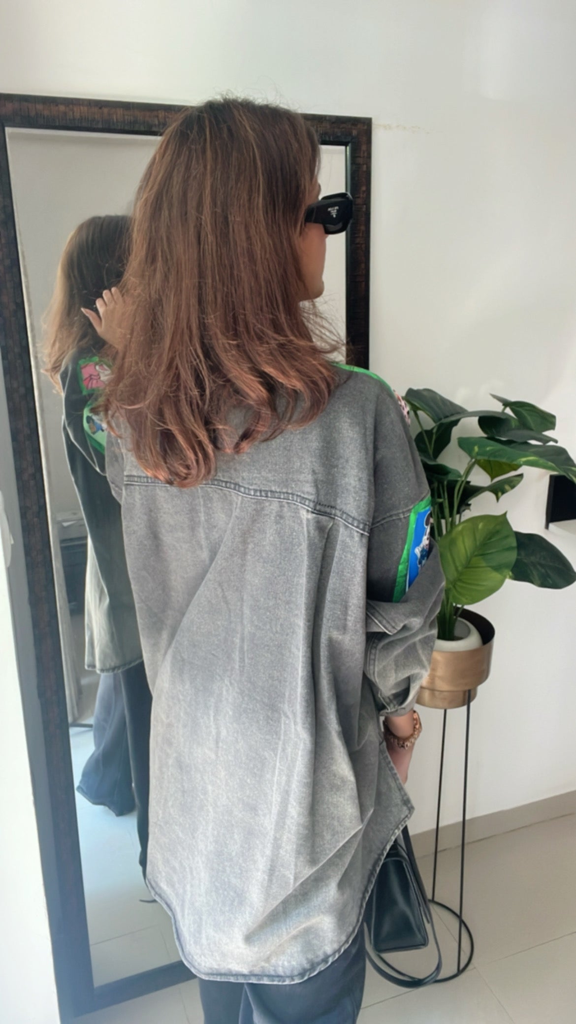 Cartoon Colorblast Oversized Denim Fall Jacket