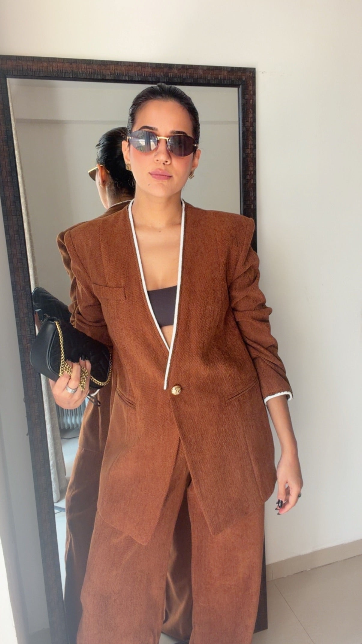 Brown Tailored Fall Blazer Co-ord