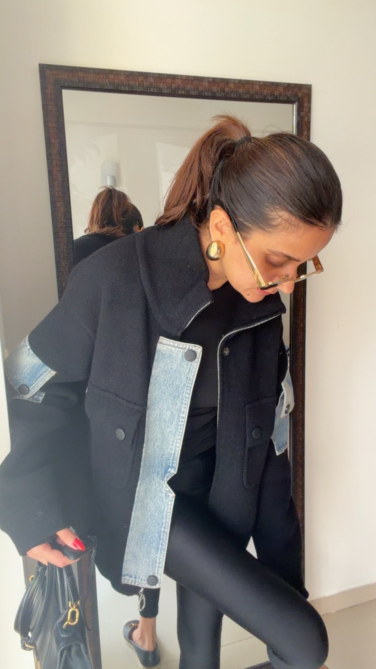 Denim Detailed Woolen Fall Jacket