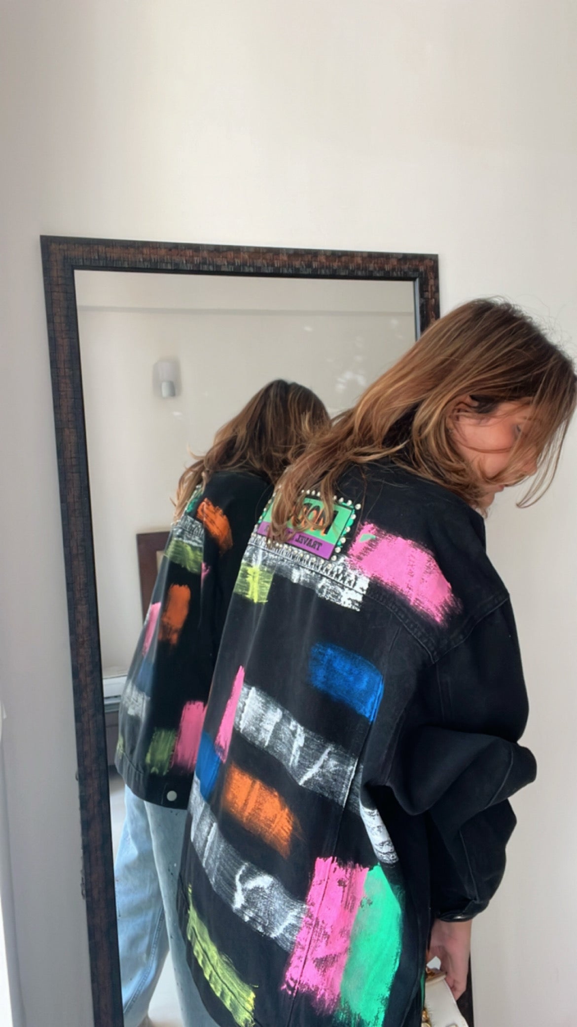 Color Splash Oversized Denim Fall Jacket