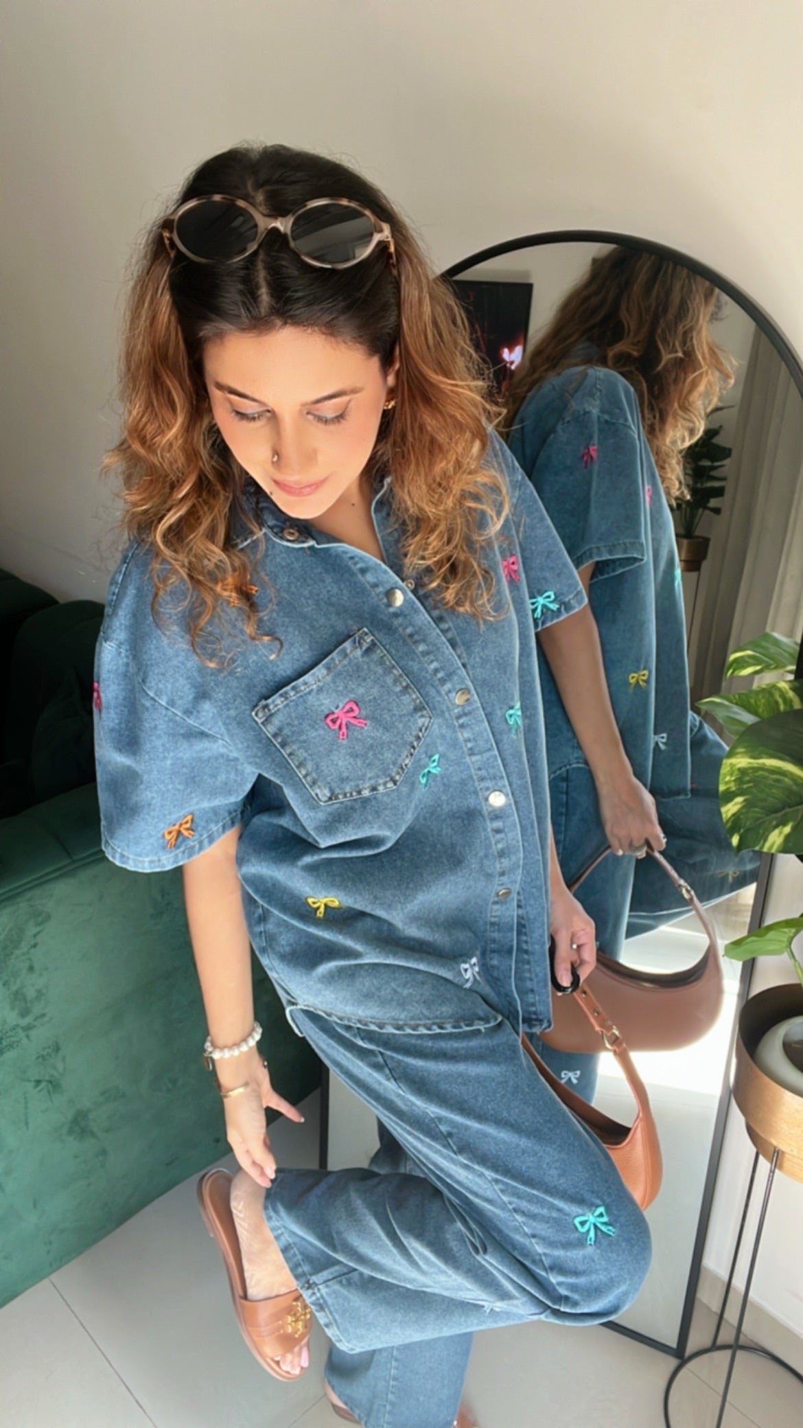 Bowknot Multi Color Denim Co-ord Set